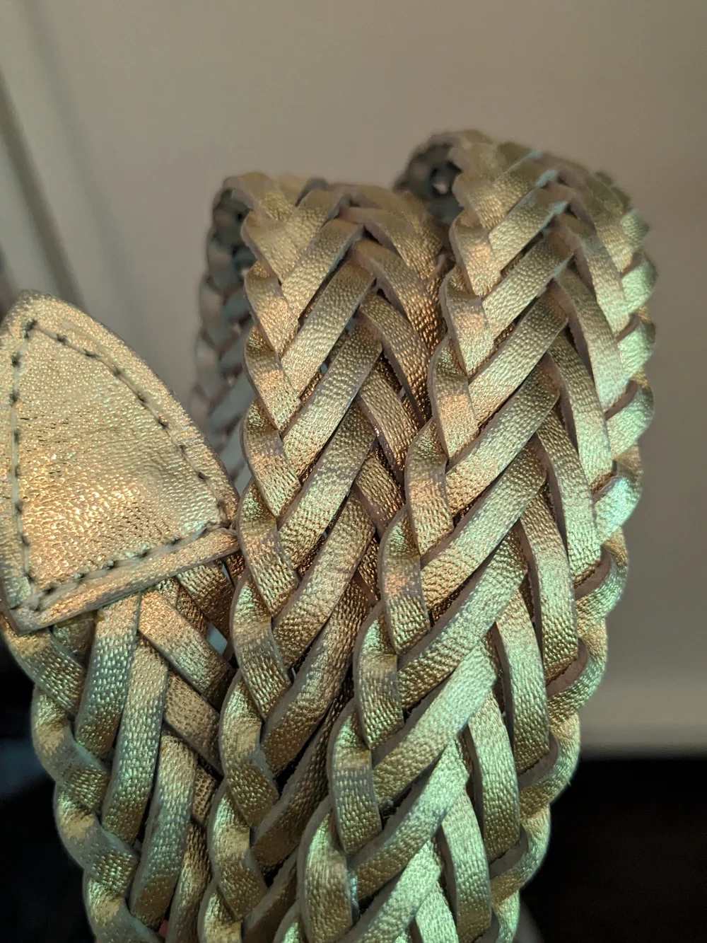 Leather Woven Metallic Gold Women’s Belt Quiet Luxury Rich Girl